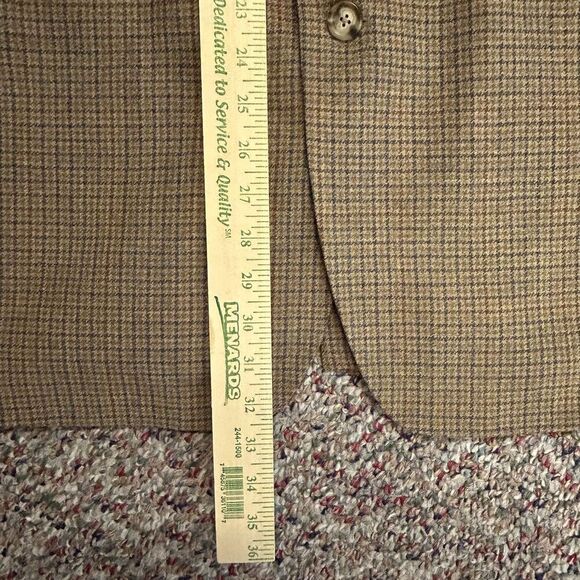 Jos. A. Bank Tan Gray Wine Houndstooth Check Wool 2 Button Sports Coat Size 46R - Picture 15 of 16
